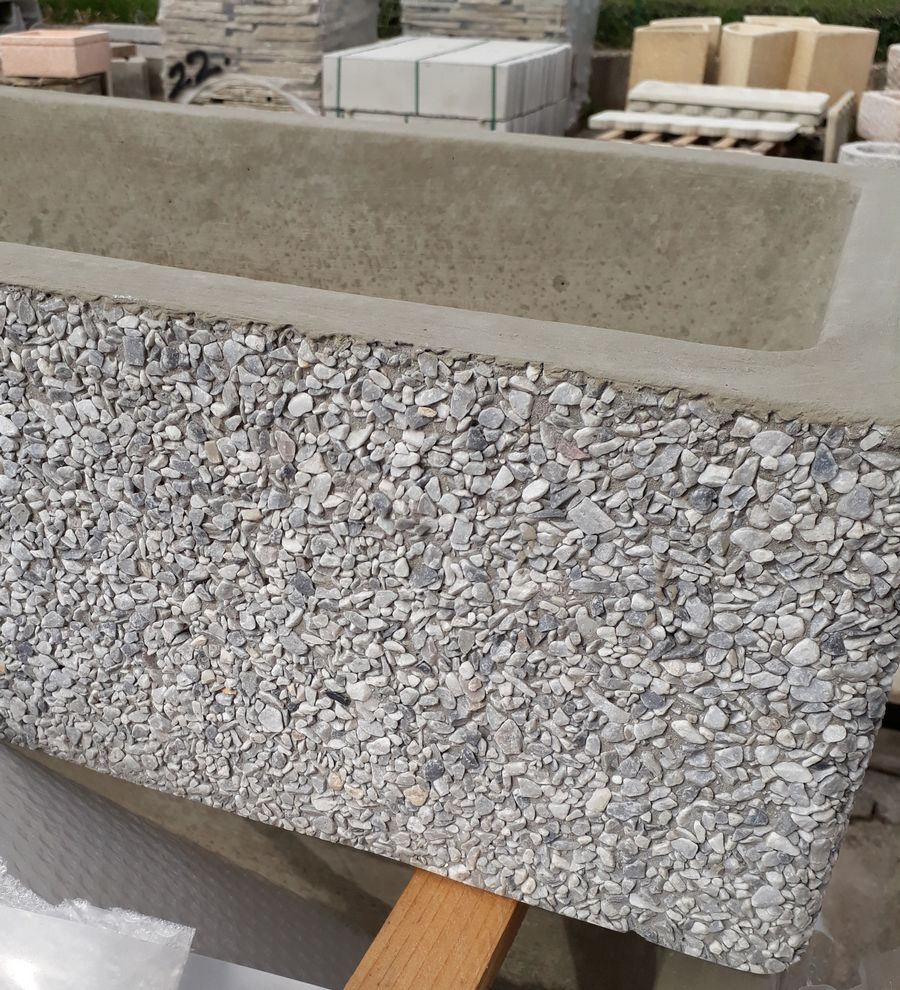 Lavello da esterno in cemento martellinato grigio cm 45x42x16h cm modello  Navarra