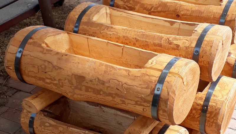 Vaso tronco scavato in legno - Crear Arredo Esterni e Giardino
