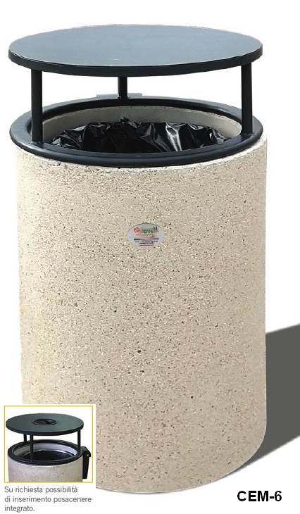 cestone portarifiuti rotondo in cemento