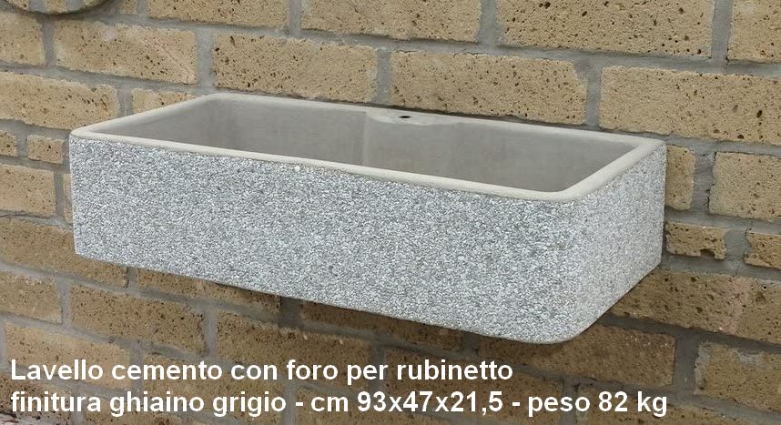Lavabo da giardino in cemento H 18 cm, 48 x 38 cm