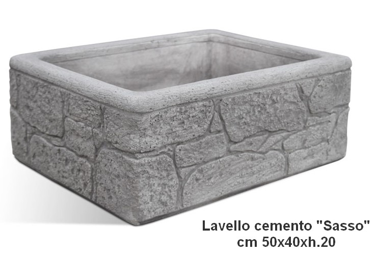 Lavello da esterno in cemento martellinato grigio cm 45x42x16h cm