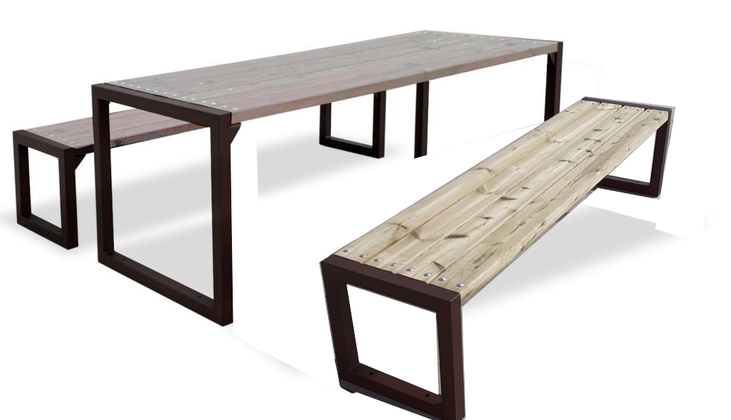 tavolo con panche giardino pino